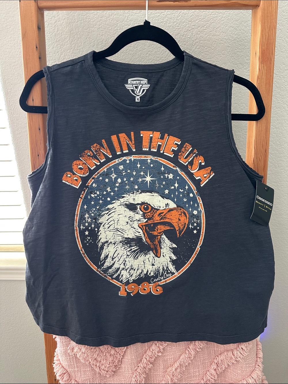 Country Deep Born in the USA Eagle Graphic Muscle Tank